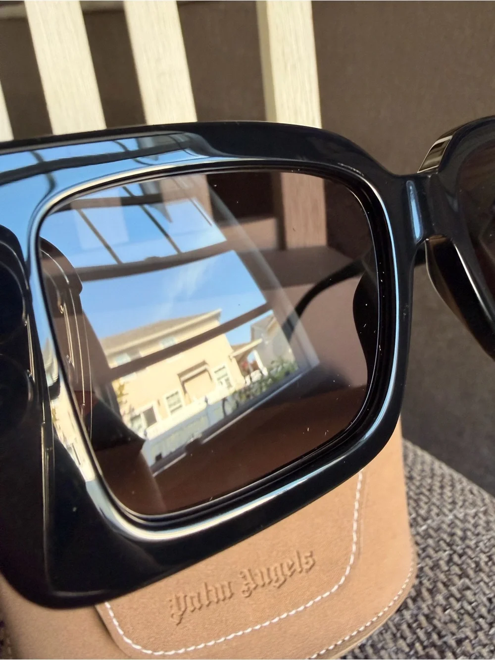 Palm Angels Black Sunglasses with Gold Palm Logo